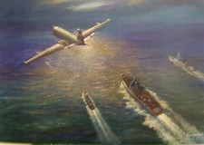 Nimrod MR2 over Soviet Battlecruiser and escorts...Artist signed print 17