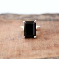 925 Sterling Silver 100 GENUINE Black Onyx Handmade Women Ring