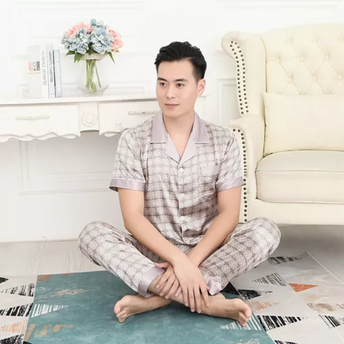 Luxus Herren Seide Satin Pyjama Set Weich Pyjama Langarm Nachtwäsche Loungewear - Bild 48 von 74