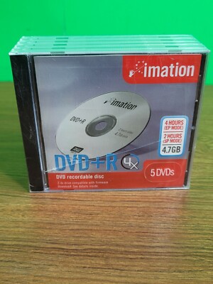 DVD+R Recordable Disc 4X (5 Pack) imation RW DVD s. New sealed! (R6)