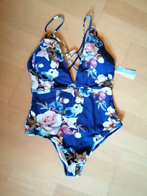 Badeanzug Damen Neu Größe XXL blau / florales Muster Marke CUPSHE  
