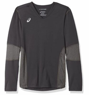 ASICS unisex-child Jr. Decoy Long Sleeve, Steel grey/Heather Grey, X-Large
