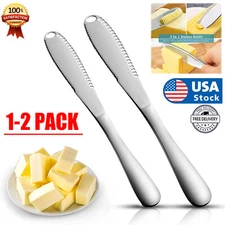 2x Butter Spreader Knife 3 in 1 Kitchen Gadgets Serrated Butter Knife Spreaders