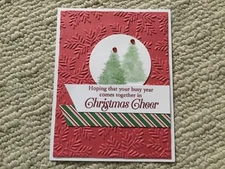 Perfectly plaid Christmas tree holiday card kit of 6 made w/ Stampin' Up