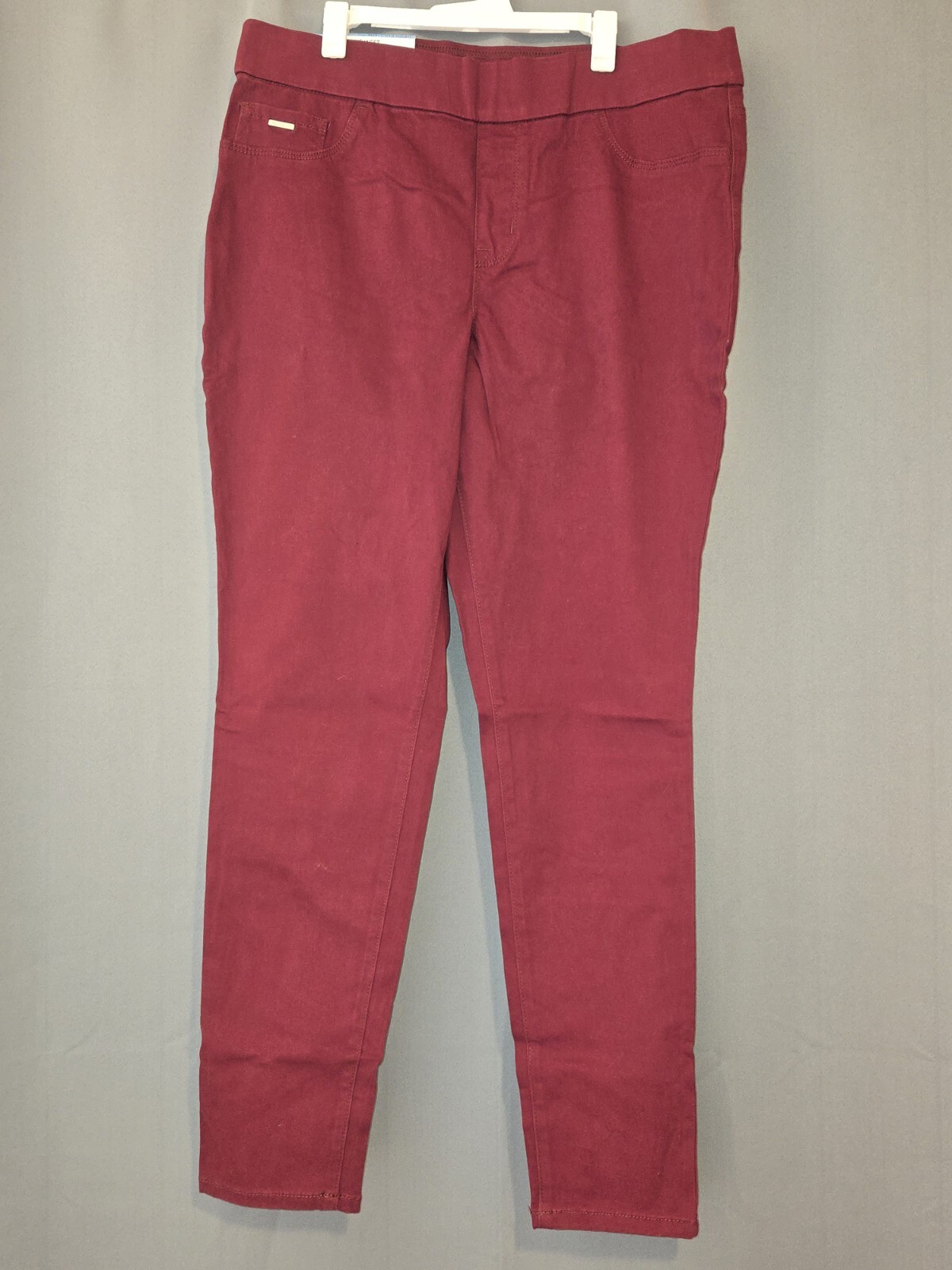 Nine West Women's Stretch Red Denim MidRise Heidi Skinny Pull On Pants Sz 10