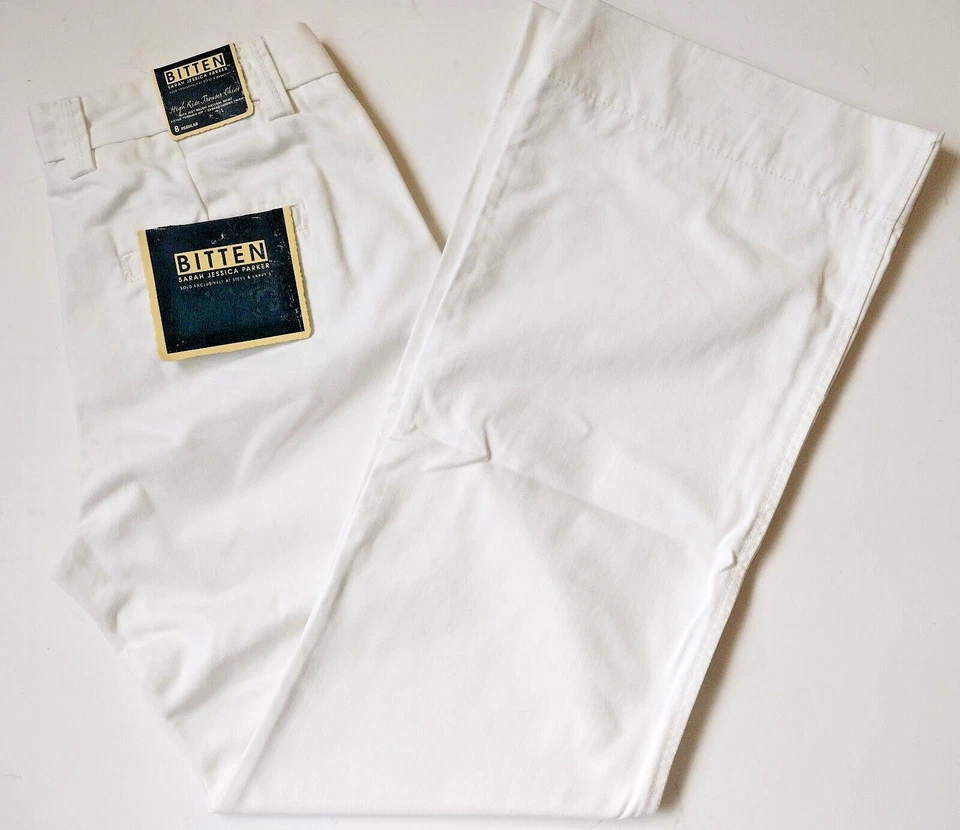 Pantalones informales BITTEN Sarah Jessica Parker para niñas mujeres nuevos con etiquetas talla 8R X 27 blancos Foto 3 de 4