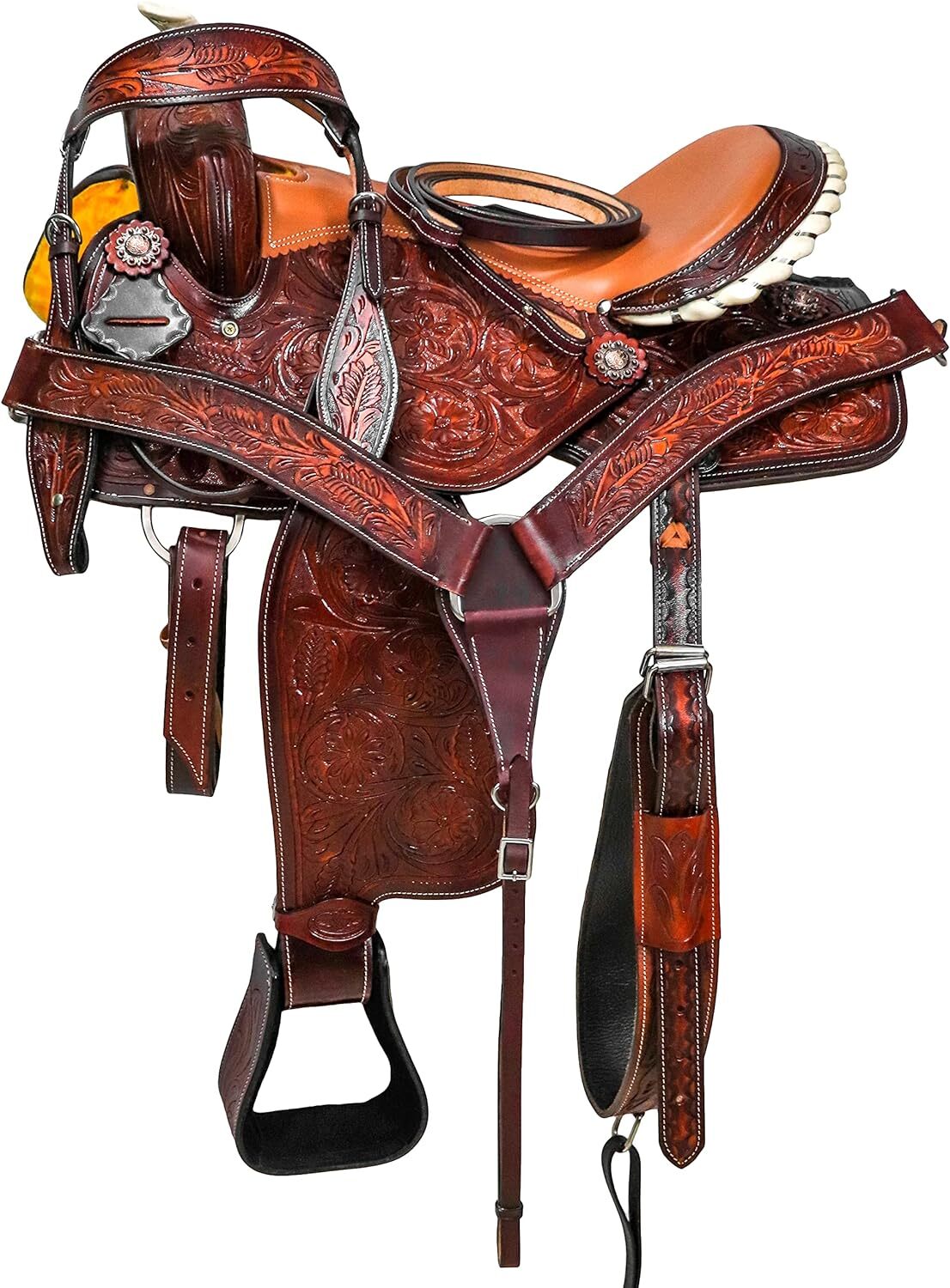 HORSE SADDLERY IMPEX Leather Western Barrel Racing Horse Saddle 17