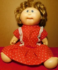 Cabbage Patch~Blonde Hair Blue Eyes Solid Hard Plastic 1970 Green Signature