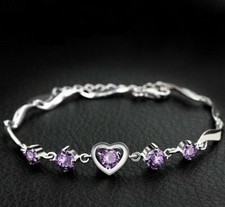 925 Sterling Silver Love Heart Charm Bracelet Womens Girls Jewellery Gift