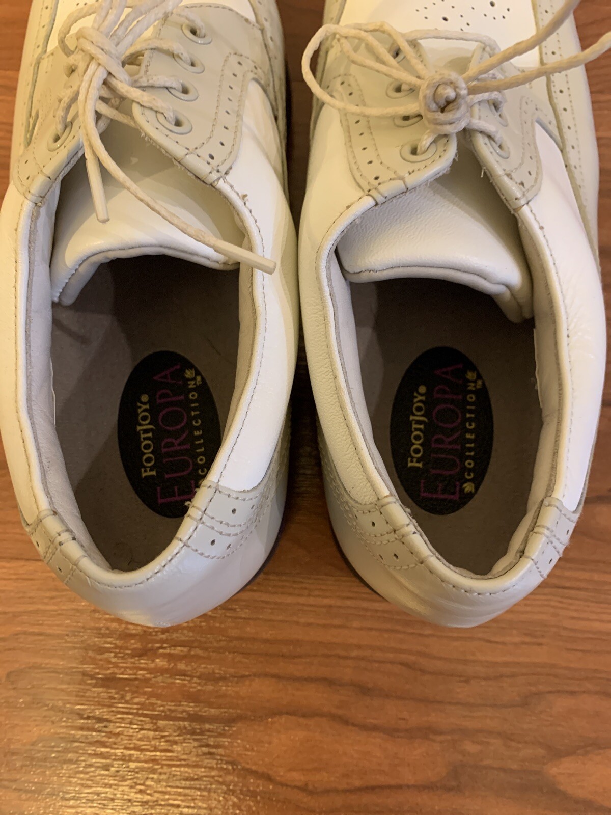 Footjoy Europa Womens 7.5M White Sand Leather Oxfords Golf Shoes 98910