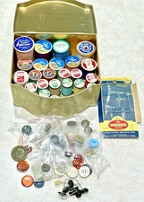 VTG Spools Sewing Thread Various Colors/Brands Buttons/Needles Victorian Tin