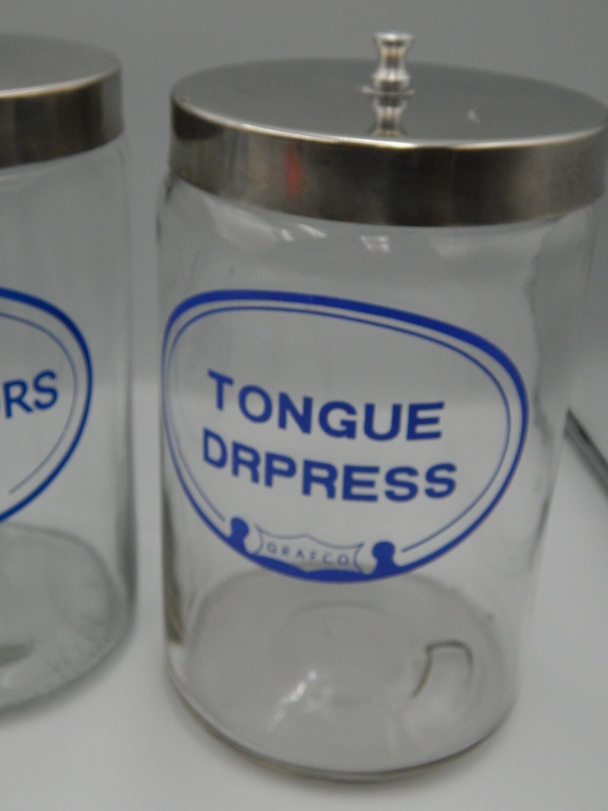 4 GRAFCO Glass Sundry Jar Medical Apothecary Doctor Dr Office