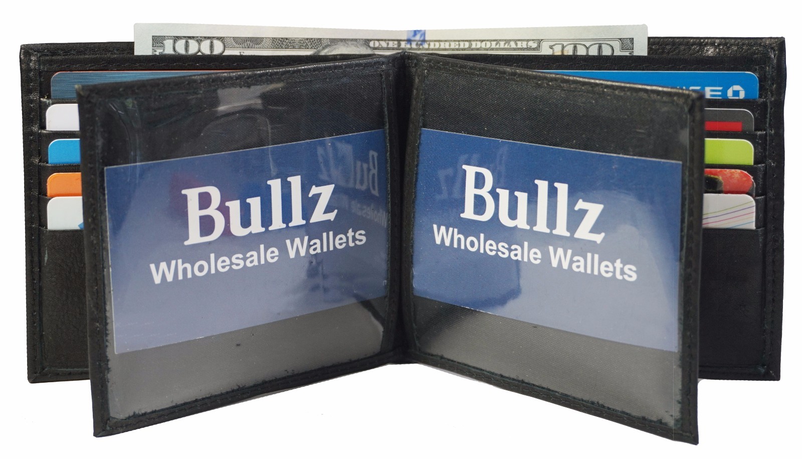 New Men's Leather Bifold Wallet Large Hipster Cowhide Credit Card/ID and Inserts