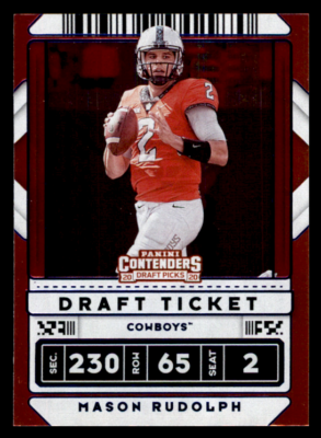 2020 Panini Contenders Draft Picks Mason Rudolph Draft Ticket Blue