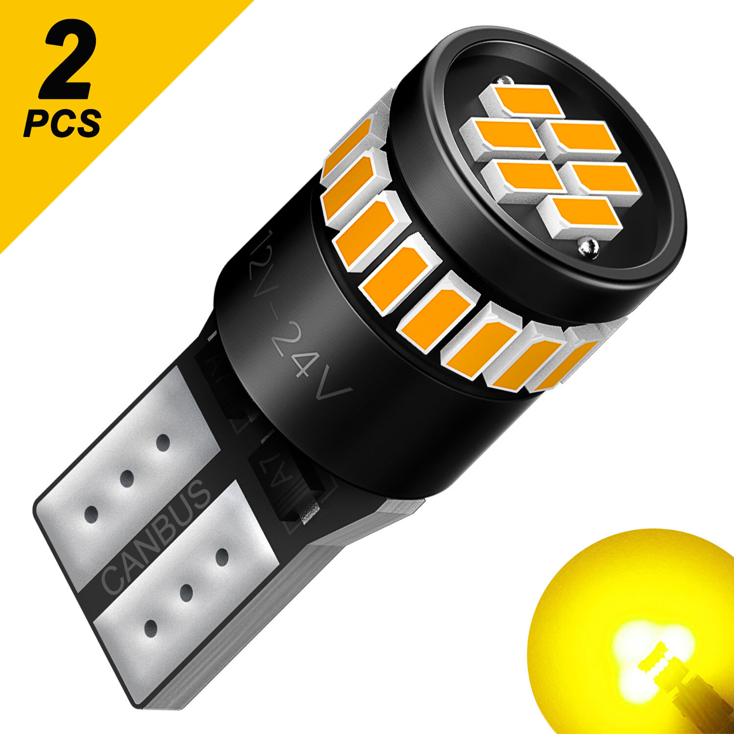 2X T10 194 168 2825 LED Licence Plate Side Marker Dome Light Bulbs Yellow Amber