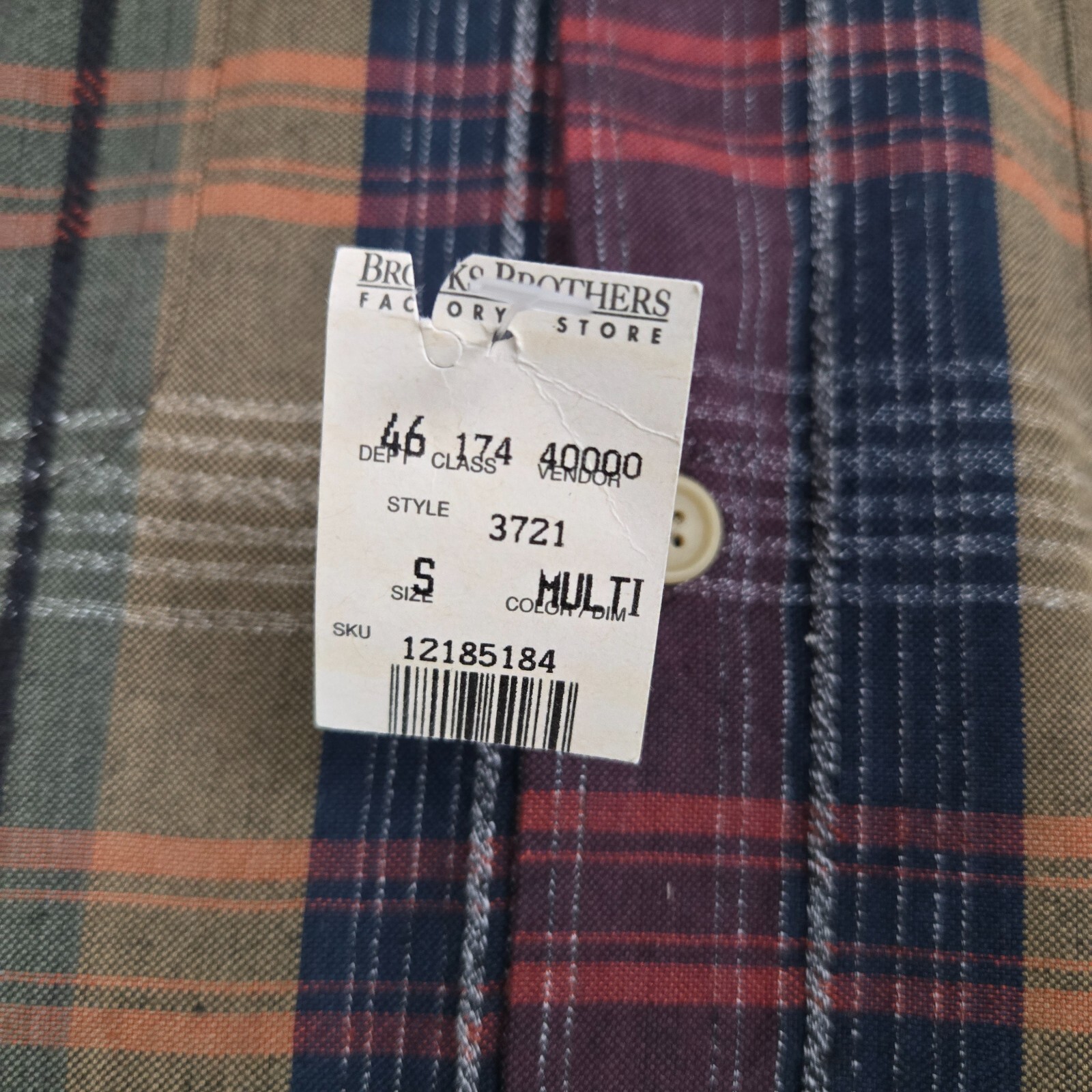 BROOKS BROTHERS VTG NEW Madras Cotton Plaid Sport Shirt Sz Small Mens Pockets image 9