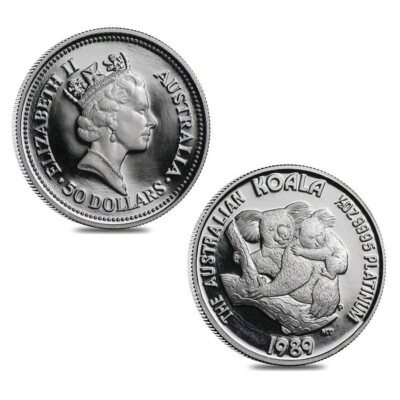 1989 Australia 1.9 oz Proof Platinum Koala 5-coin Set .9995 Fine
