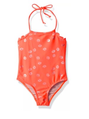 Limited Too Big Girls Foil Shell One Piece Coral Swimsuit 14/16 - Main Image