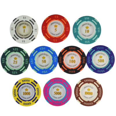 20 Texas Clay Poker Casino Spielchips Set 14g Farbe Krone Monte Carlo Spielchip