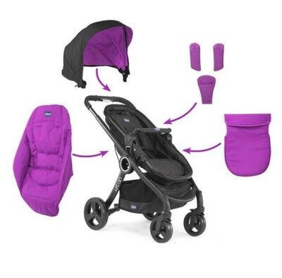 Chicco Urban Kinderwagen Colour Pack Lila Verdeck Sitzeinlage Beinbezug