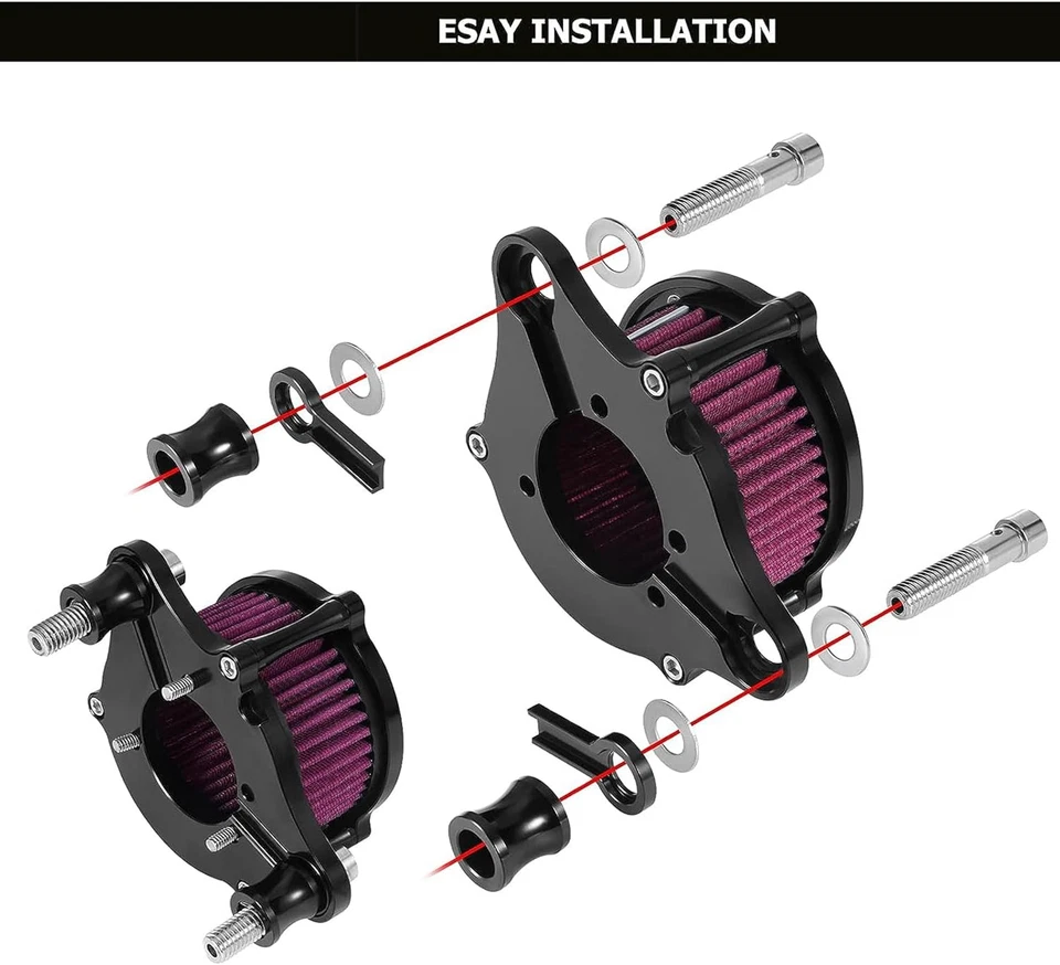 For Harley CNC Air Cleaner Intake Filters System Sportster XL883 1200 Iron 48 72 - Image 3 of 4