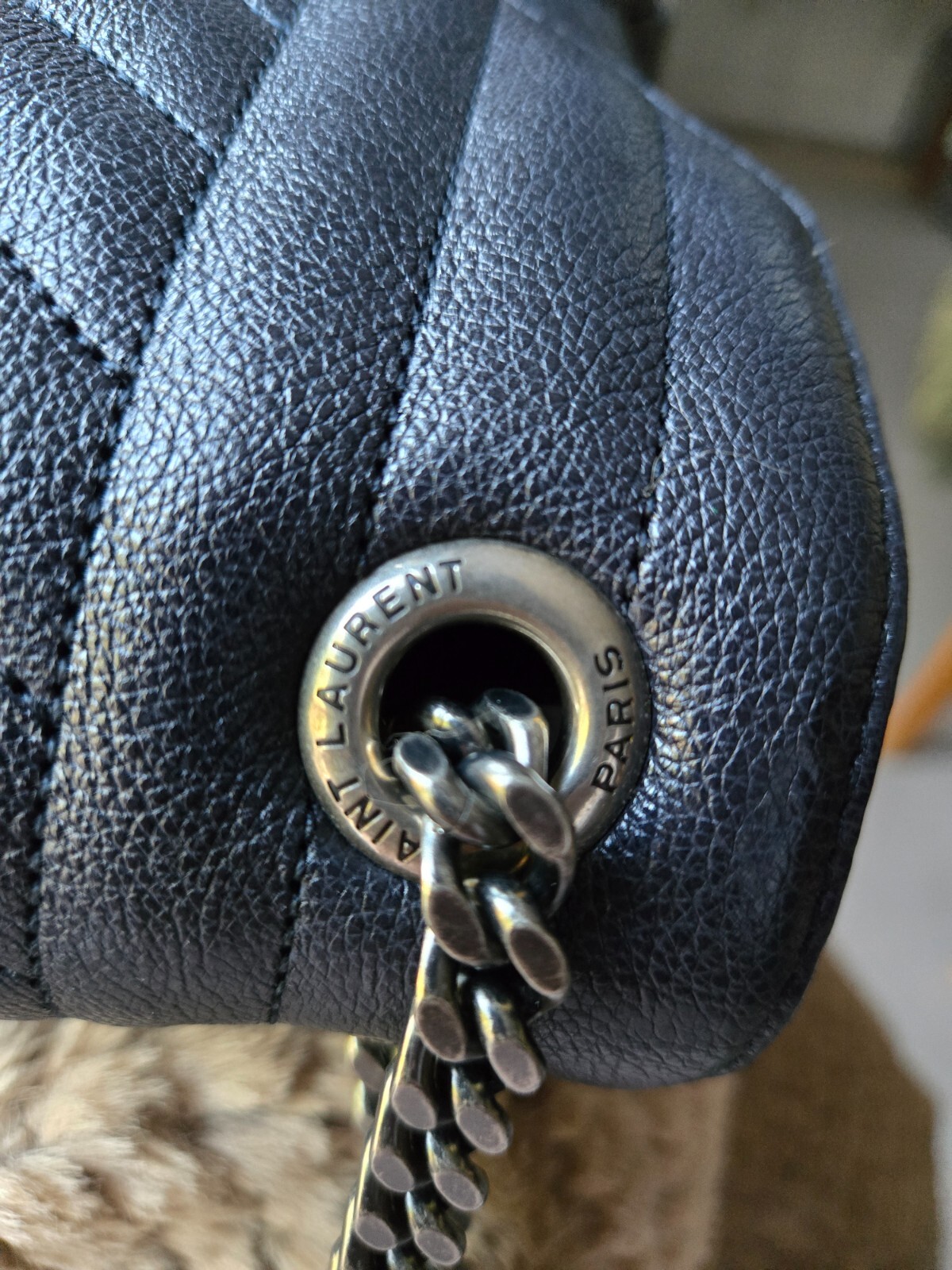 BORSA MESSENGER YSL YVES SAINT LAURENT GRANDE BLU NAVY IMBOTTITA BUSTA IN PELLE