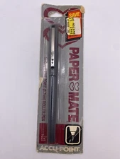 1984 Paper Mate Accu-Point Fine Point Roller Pen Black Ink Made In Japan [New]