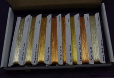 JAPANESE THICK GOLD THREAD, 8 SHADE SELECTION PACK,  8x10M OF EACH, GOLDWORK 