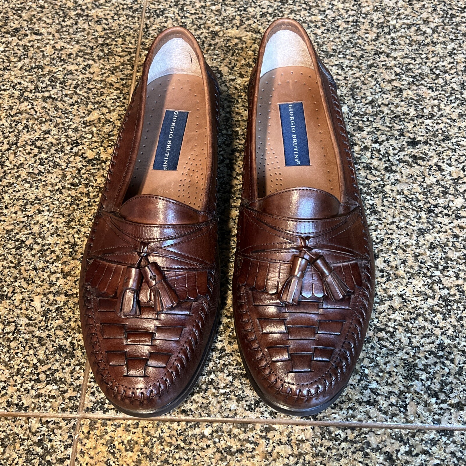 SAOLA Scarpe mocassino uomo Giorgio Brutini nappa taglia 10 mocassini tessuto marrone medio ottime condizioni