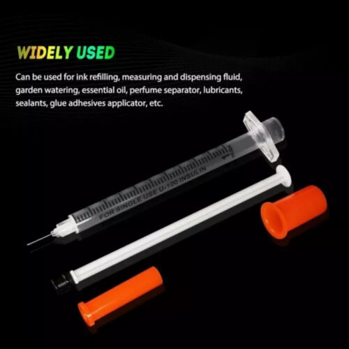 30Ga 1ml/cc Manual Push Syringe Feeding Device Straight Tip Needle Plastic 20/50 - Picture 3 of 13