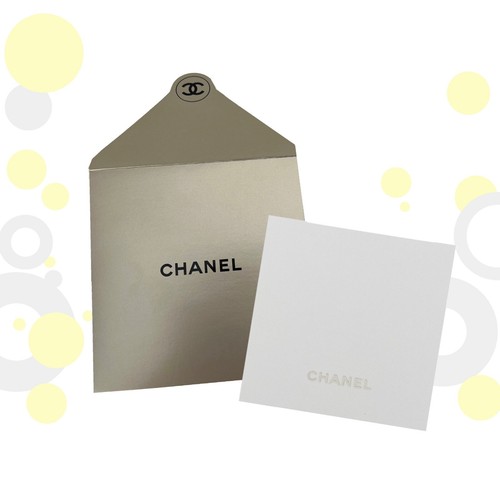 Chanel Gift Card Note Card With Envelope Gold & White