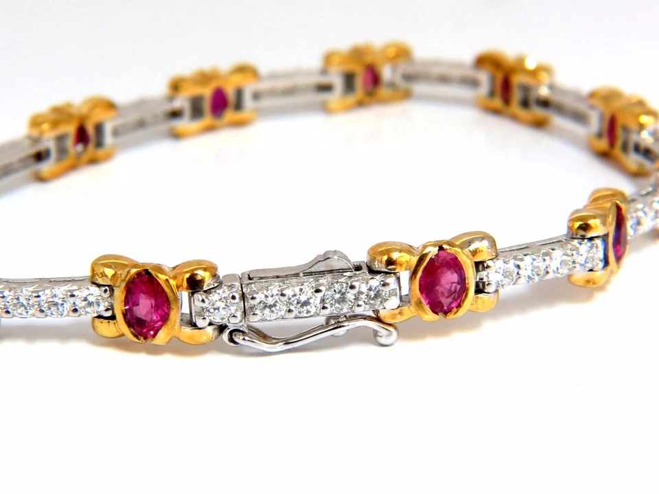 3.76ct natural ruby diamonds tennis bracelet 14kt gold vivid red** - Image 3 of 4