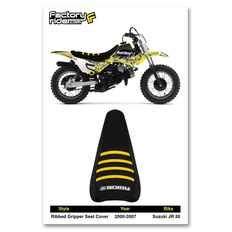 Pinza de cubierta de asiento Suzuki Jr 50 Jr50 2000-2007 costillas todo negro/amarillo #98 Foto 2 de 4