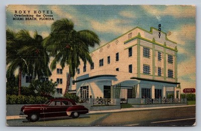 Postcard Florida Miami Beach  Roxy Hotel Exterior Linen Unposted N884