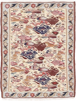 Kelim Senneh Teppich 63x81 cm handgewebt Wolle Persien Unikat Neu