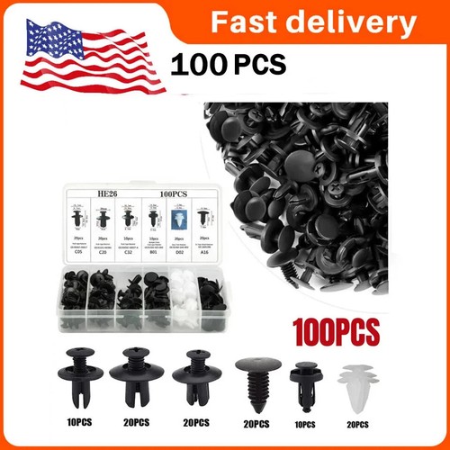 100pc Accessories-Bumper Fender Hood Moulding-Side Garnish-Grille Retainer Clip