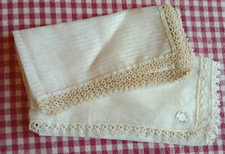 two vintage linen Irish made hankies with tatted edges both measuring 10 x10 in
