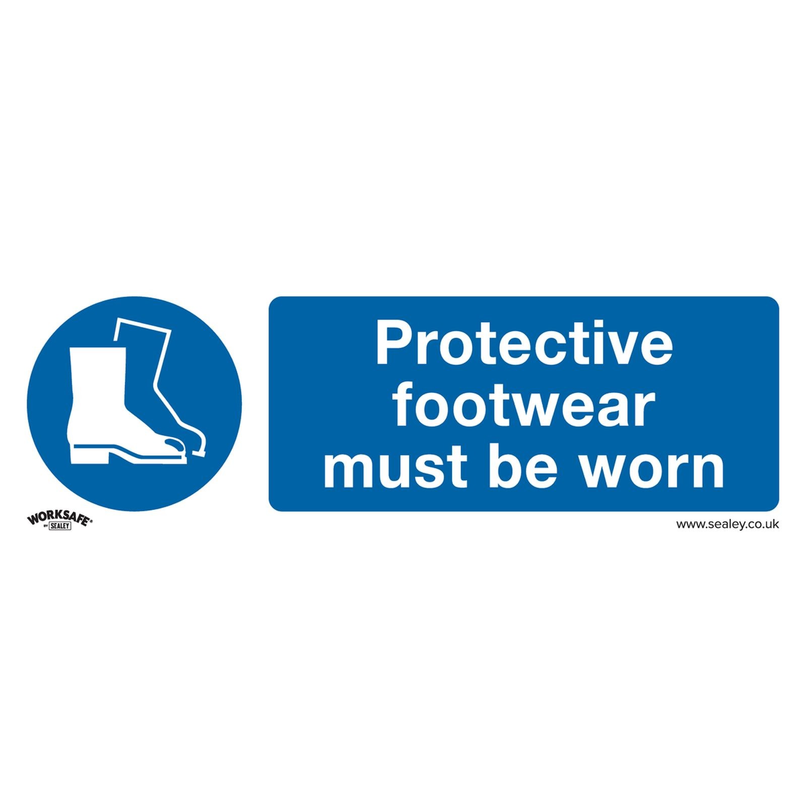 Sealey Protective Footwear Must Be Worn Self-Adhesive Vinyl Safety Sign - SS7V1