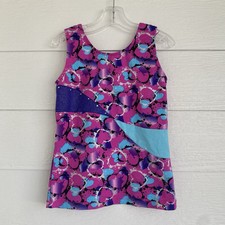 Moret Kids Gymnastic Tank Top Pink Purple Teal Rhinestones Girls Size 6/7 Small