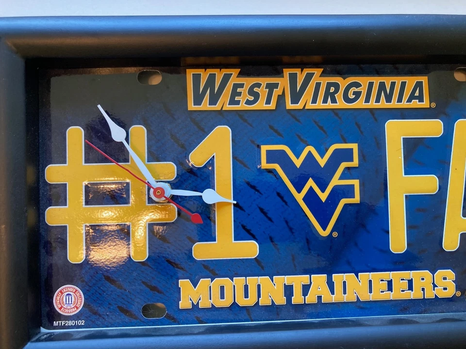 West Virginia Mountaineers # 1 Ventilador Cuarzo Placa Reloj - Probado y Funciona Foto 3 de 4