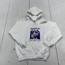 Gildan Hoodie Youth XS White Huntrx Anime Graphic Fleece Pullover Sweatshirt