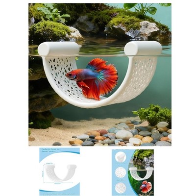 Stylish White Betta Fish Hammock - Floating Rest Platform for Small Aquariums