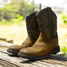 Ariat Youth Girls Western Boots Size 1.5 Brown Leather Round Toe Style 10007836