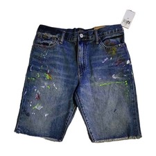 Polo Ralph Lauren Boy's Sullivan Slim Splatter Denim Cut Off Jeans  20  NWT