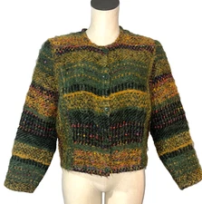 Vintage Women’s Wool Mohair Cardigan Sweater Jacket OS Grandma Core Old Money