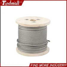Findmall T304 3/16" Stainless Steel Cable 7 x 19 Strands 250FT Wire Rope 3700lbs