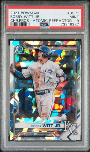Bobby Witt JR. - 2021 Bowman Chrome Prospects CHR. Pros Atomic Refractor PSA 9