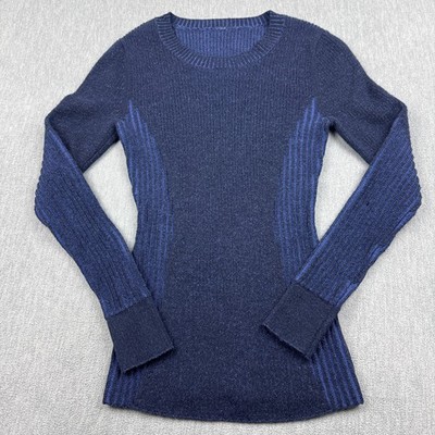Lululemon Sweater Womens 2 Blue Feeling Balanced Knit Pullover Merino Wool Soft