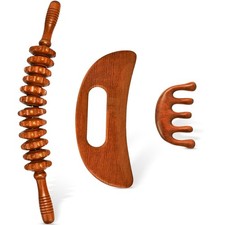 3-in-1 Wood Therapy Massage Tools Wooden Gua Sha Lymphatic Drainage Massager ...