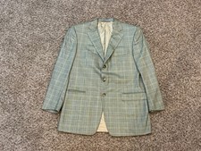 Ermenegildo Zegna 100 Wool Green Plaid Sport Coat Blazer Size 52R 15 MilMil 15